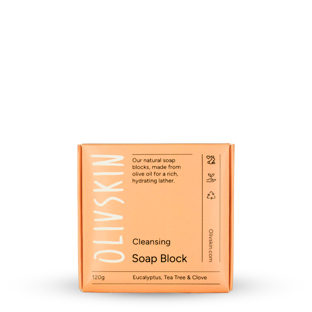Olivskin eucalyptus tea tree and clove soap block 120g for face and body