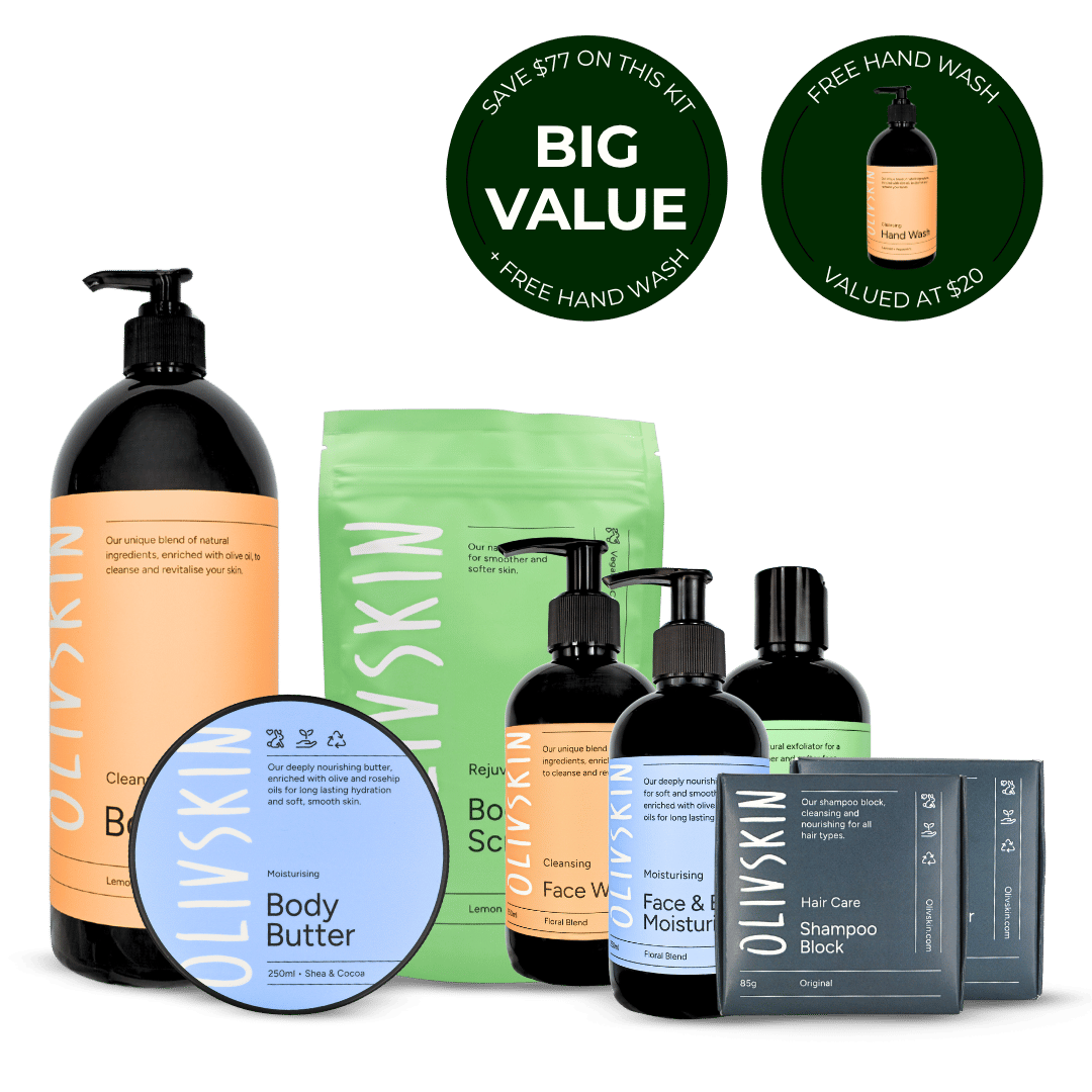 Olivskin Ultimate Head to Toe Revival Kit with skincare, body care and hair care essentials