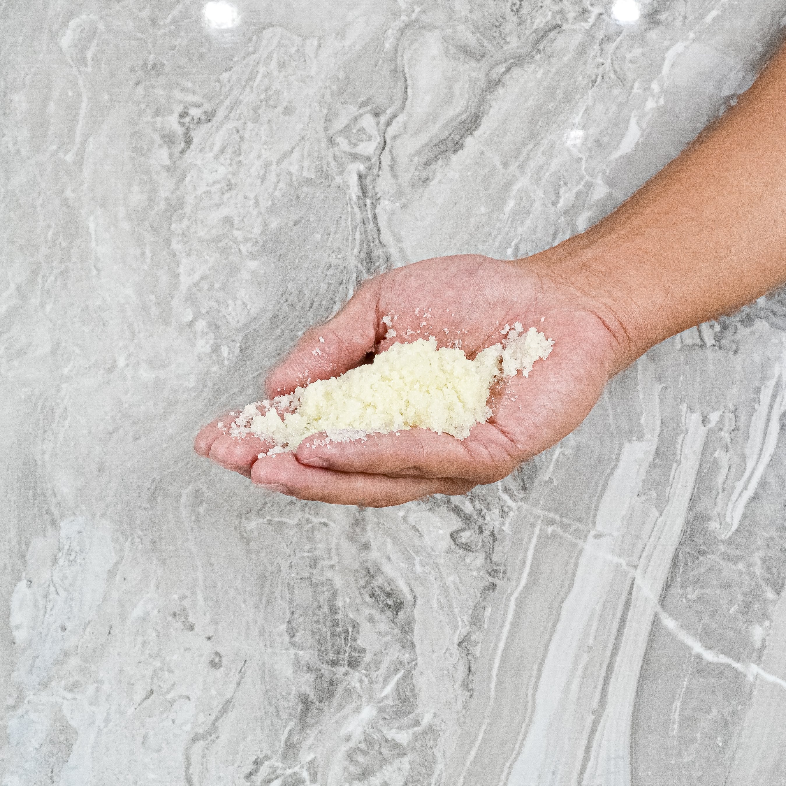 lavender scrub in hand